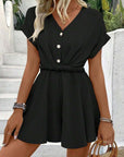 Women's Batwing Sleeve Kinked One-piece Shorts