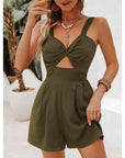 Women's Holiday Solid Color Hollow Twist Knot Jumpsuit