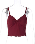 Women's Bow Camisole Backless Tank Waist Trimming Wave Edge Bandeau Sling Top