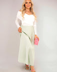 Off Shoulder Long Sleeve Draped Top with Wrap Front Detail