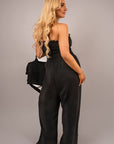 Strapless Shirred Bandeau Wide Leg Jumpsuit