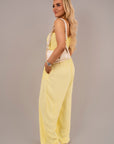 Strapless Shirred Bandeau Wide Leg Jumpsuit