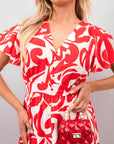 Printed Short Sleeve Button Down V-Neck Maxi Dress