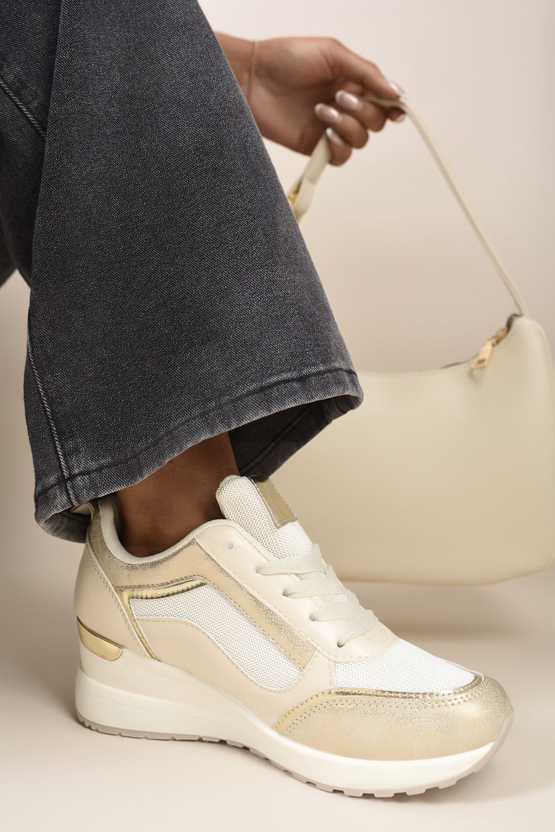 Zip Side Mesh Panel Wedge Trainers