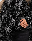 Floral Print Oversized Long Sleeve Button Down Top