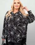 Floral Print Oversized Long Sleeve Button Down Top