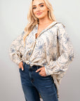 Floral Print Oversized Long Sleeve Button Down Top