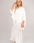 Button Down Long Sleeve Shirt and Wide Leg Trousers Co-ord Set