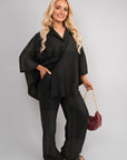 Button Down Long Sleeve Shirt and Wide Leg Trousers Co-ord Set