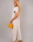 Ribbed Short Sleeve Top and Wide Leg Trouser Co-ord Set