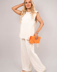 Sleeveless Relaxed Fit Top and Wide Leg Trouser Co-Ord Set