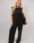Sleeveless Relaxed Fit Top and Wide Leg Trouser Co-Ord Set