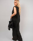 Sleeveless Relaxed Fit Top and Wide Leg Trouser Co-Ord Set