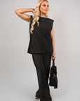 Sleeveless Relaxed Fit Top and Wide Leg Trouser Co-Ord Set