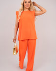 Sleeveless Relaxed Fit Top and Wide Leg Trouser Co-Ord Set