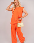 Sleeveless Relaxed Fit Top and Wide Leg Trouser Co-Ord Set