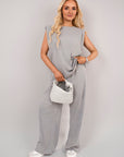 Sleeveless Relaxed Fit Top and Wide Leg Trouser Co-Ord Set