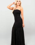 Strapless Tulle Bottom Maxi Dress