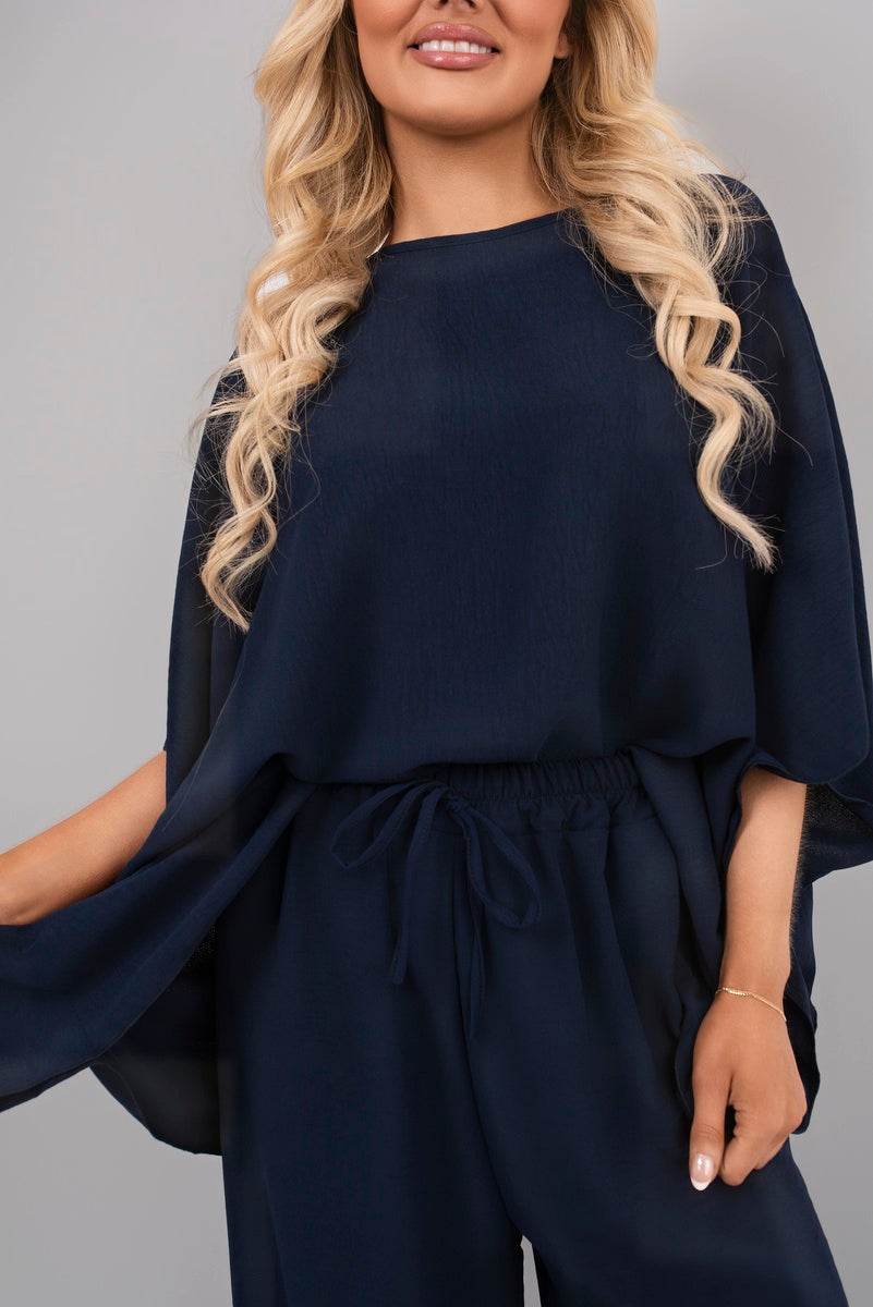 Batwing Top and Drawstring Wide Leg Trousers Co-ord Set