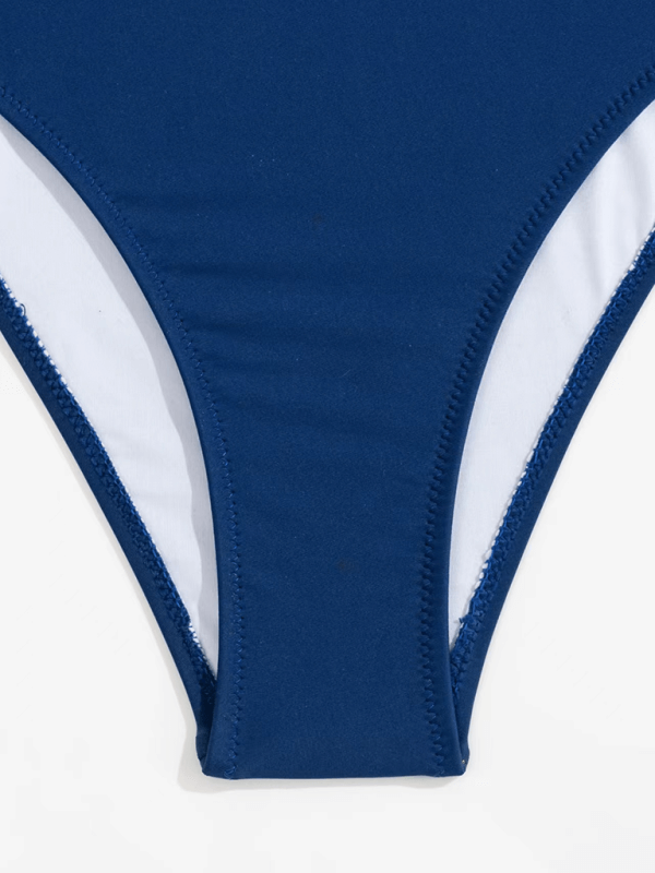New color block one shoulder sexy split swimsuit beach bikini