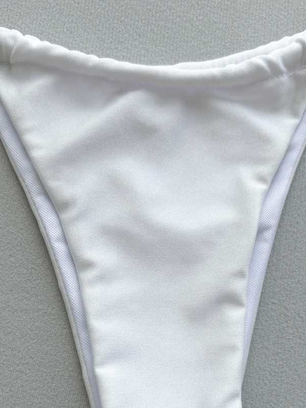 Deep V solid color bikini