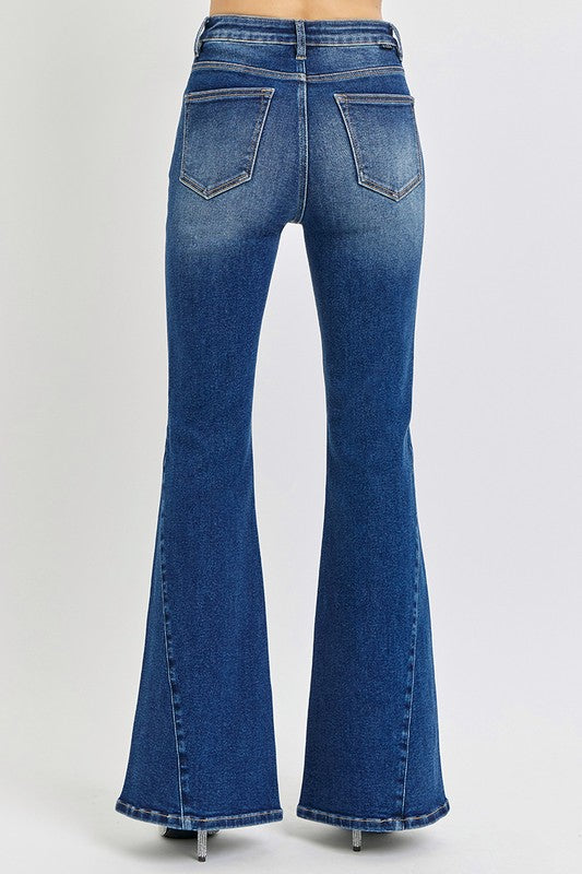 RISEN Distressed Button-Fly Flare Jeans - Little Miss Vanilla