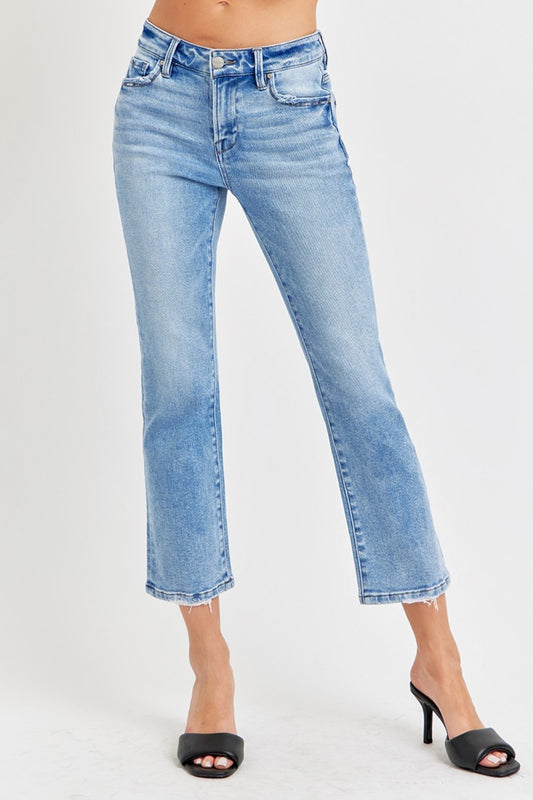 RISEN Full Size Low Rise Crop Slim Straight Jeans - Little Miss Vanilla