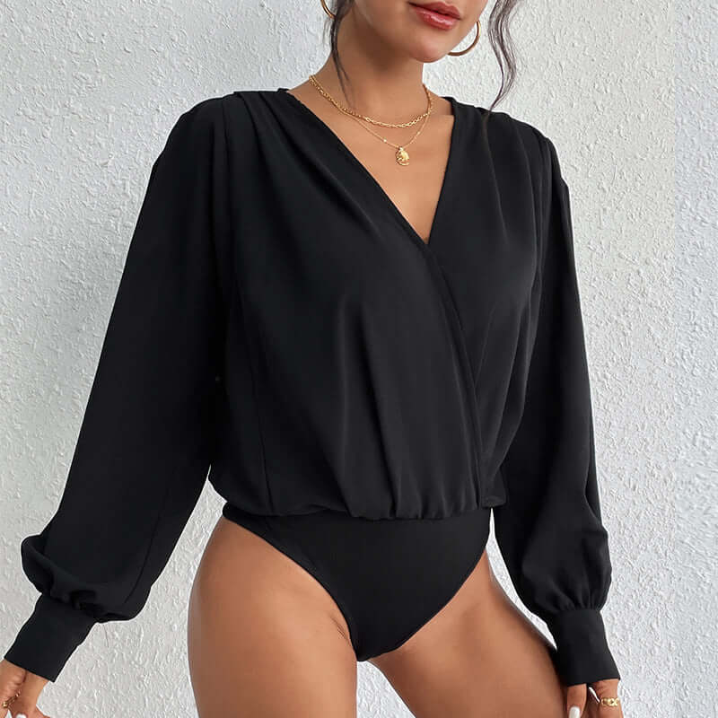 Skinny V-neck Long Sleeve Jumpsuit - Little Miss Vanilla