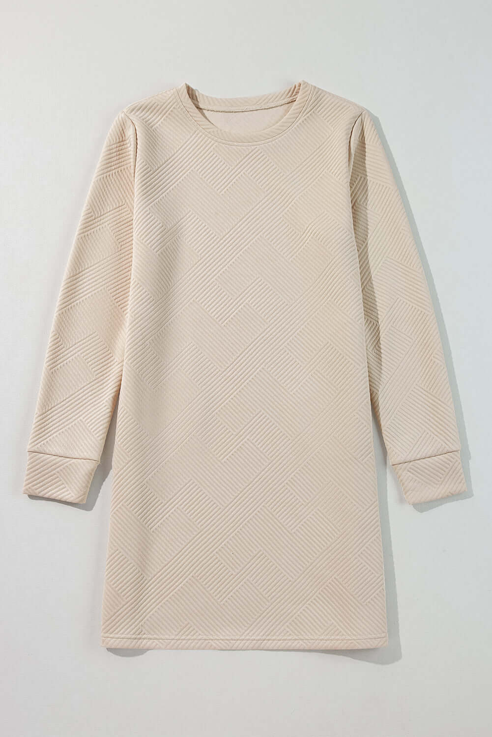 Apricot Solid Color Textured Long Sleeve Shift Dress - Little Miss Vanilla
