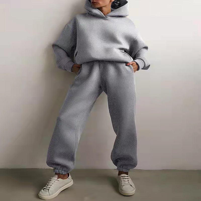 Women&#39;s Casual Hooded Sweater Two-piece Suit Clothes Hoodie Tracksuit