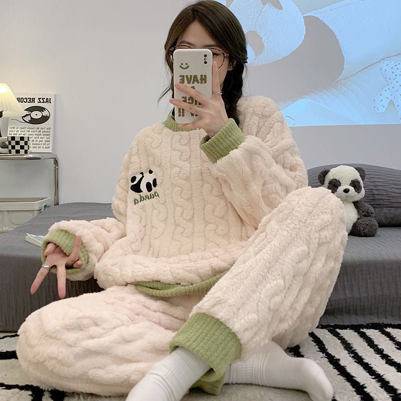 Cartoon Coral Fleece Pajamas Cardigan Homewear