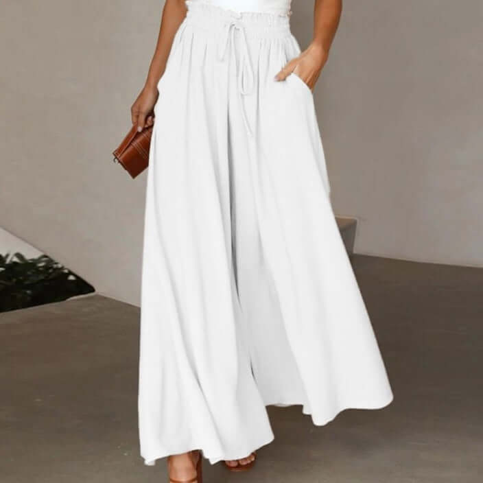 Flowers Printed Wide-leg Trousers Summer Casual Straight Pnats For Women Beach Clothing