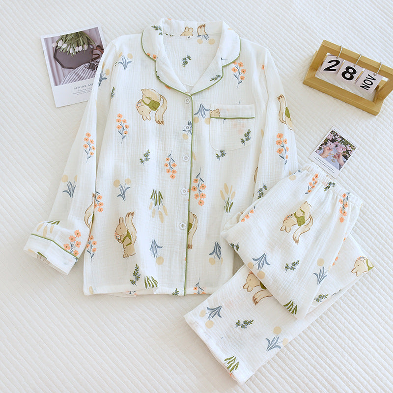 Women&#39;s Pure Cotton Long Sleeve Pajamas Suit