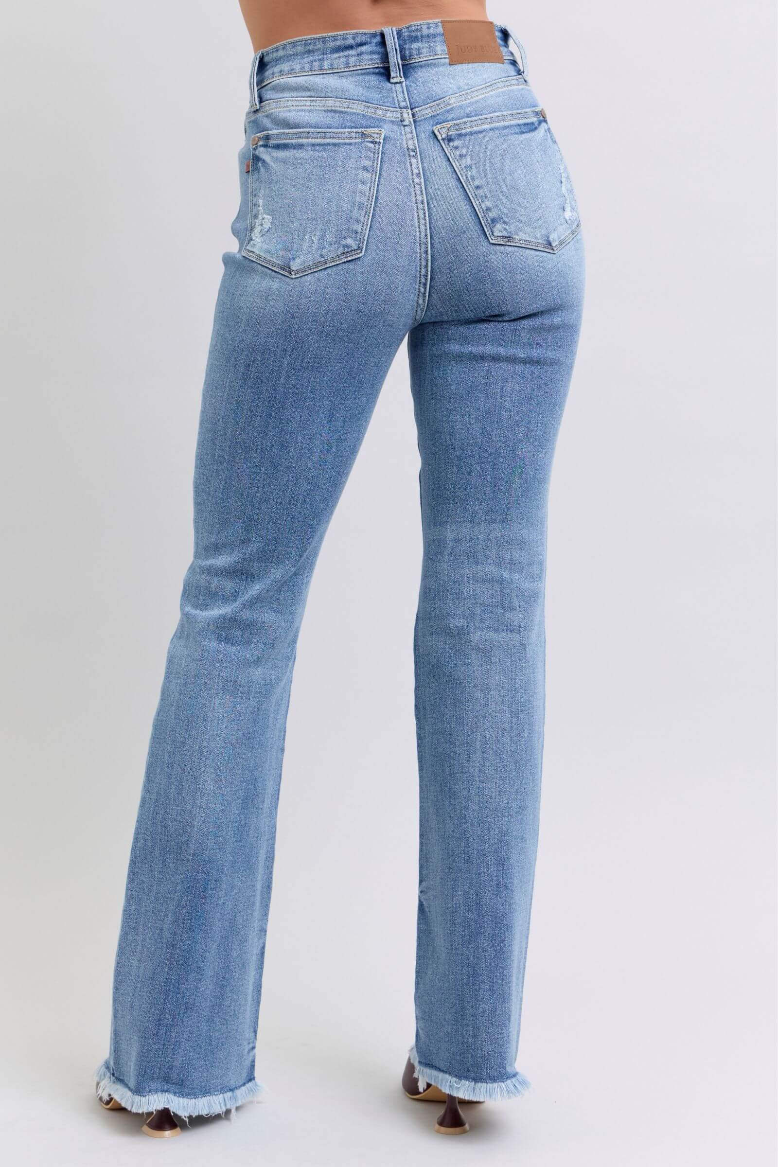 Judy Blue Full Size Raw Hem High Rise Bootcut Jeans - Little Miss Vanilla