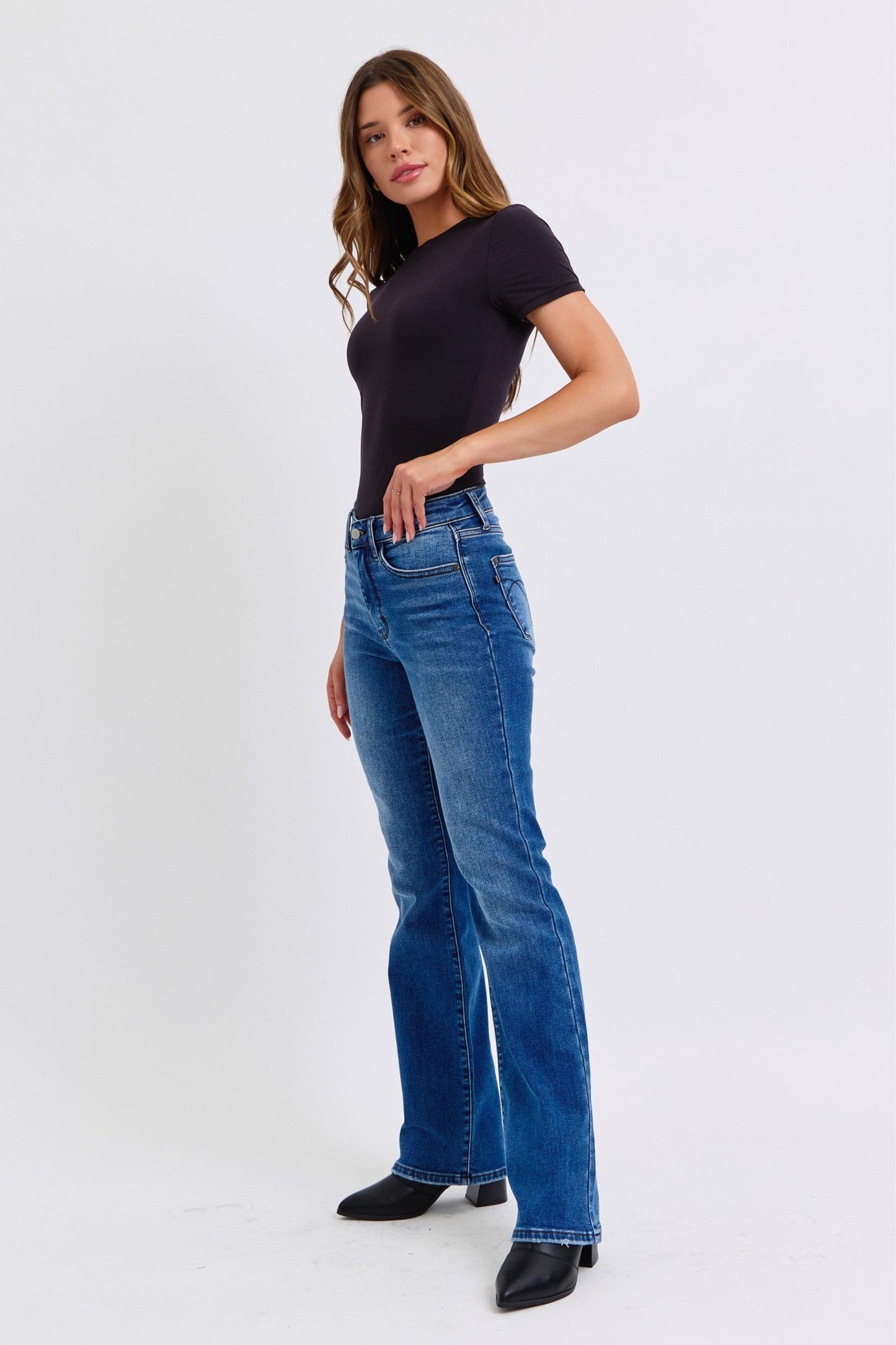 Judy Blue Full Size Run Mid-Rise Bootcut Jeans with Thermal Lining - Little Miss Vanilla