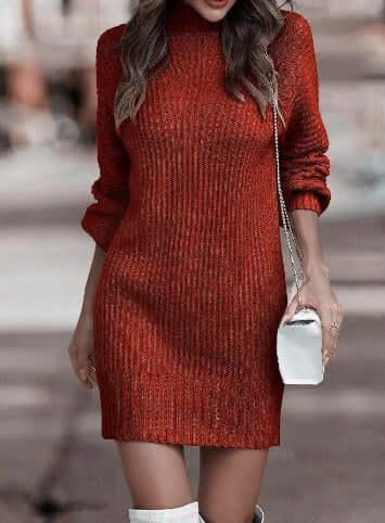 Women&#39;s Turtleneck Long Sweater Winter Fashion Long Sleeve Sweater Dress