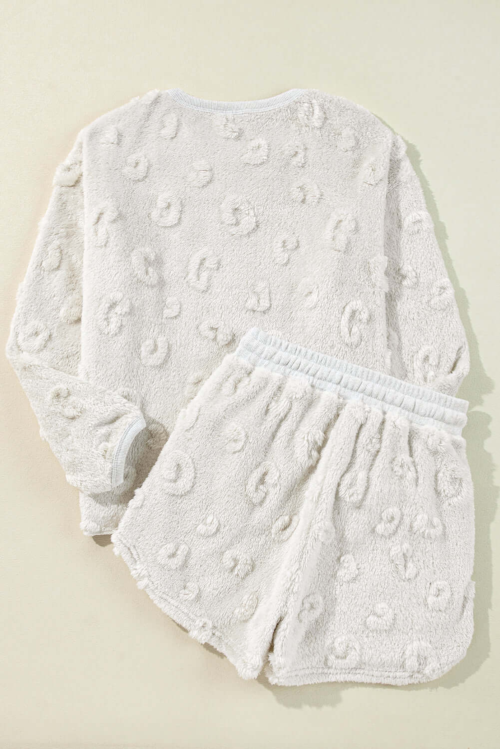 Light Grey Textured Leopard Fleece Loose Two Piece Lounge Set - Little Miss Vanilla