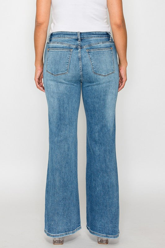 bytos Full Size Cat's Whiskers Mid Rise Bootcut Jeans - Little Miss Vanilla
