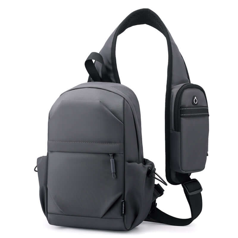 Dark gray men's backpack made of waterproof Oxford cloth, perfect for daily use, features breathable and wear-resistant design.