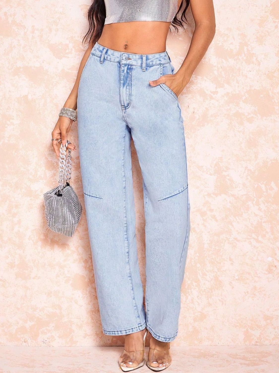 Straight Leg Jeans with Pockets - Little Miss Vanilla