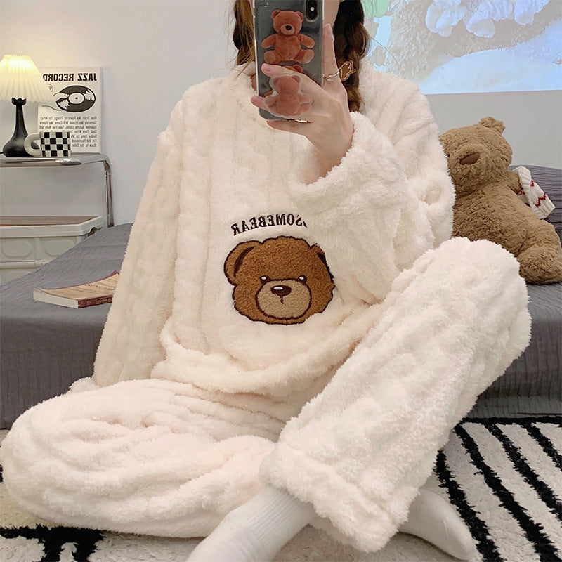 Cartoon Coral Fleece Pajamas Cardigan Homewear