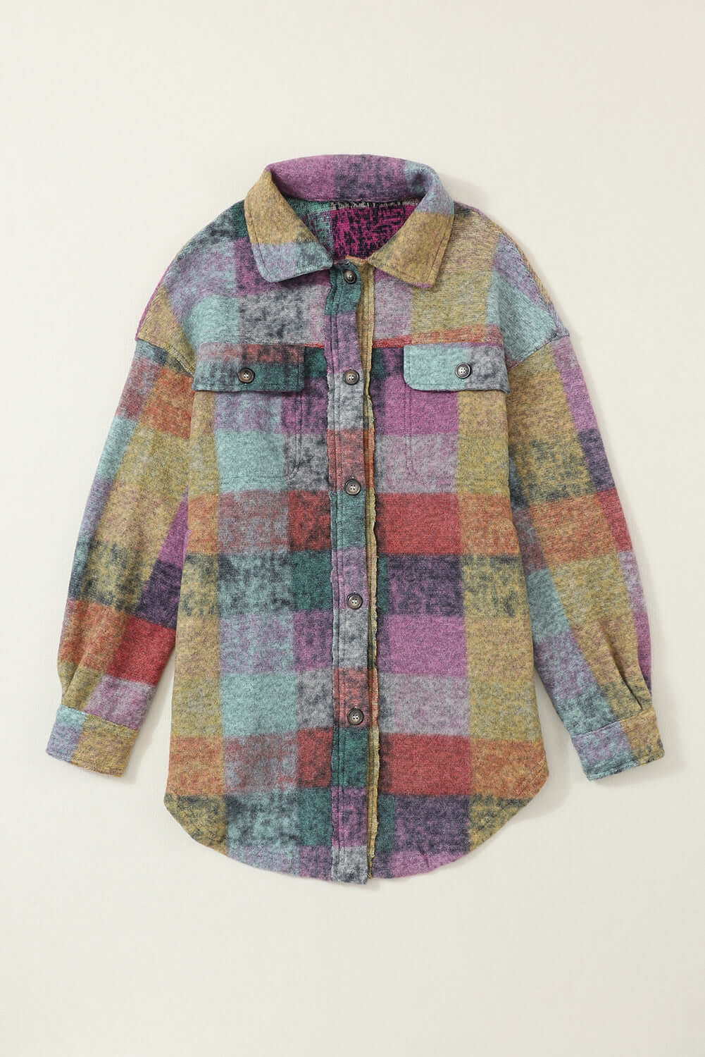 Multicolor Brushed Plaid Pocketed Oversize Shacket - Little Miss Vanilla
