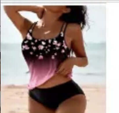 Vintage printed split high waist women's swimwear featuring floral design, ideal for summer beach outings.