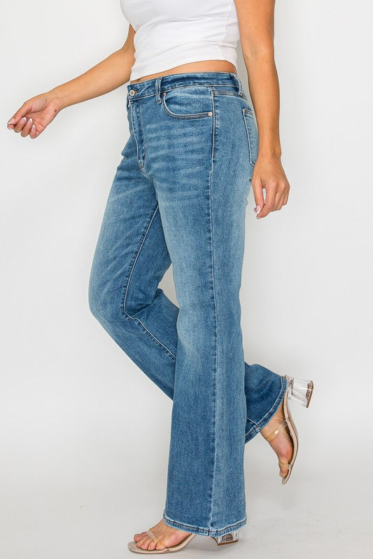 bytos Full Size Cat's Whiskers Mid Rise Bootcut Jeans - Little Miss Vanilla