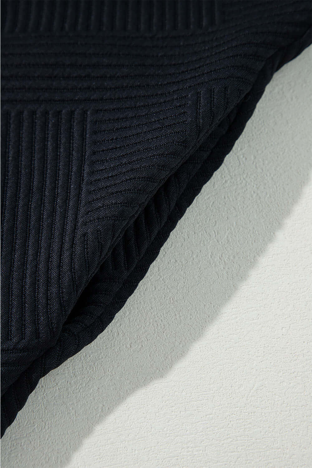 Black Solid Color Textured Long Sleeve Shift Dress - Little Miss Vanilla