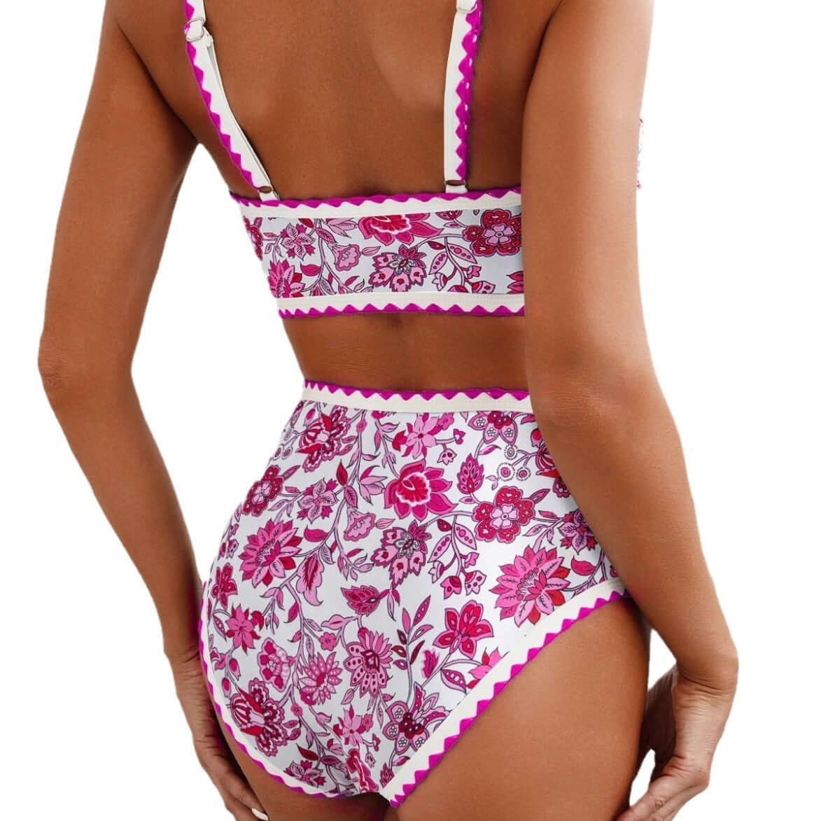 Fashion paisley pattern floral edge bikini swimsuit for women, perfect for swimming and wading, available in multiple colors.