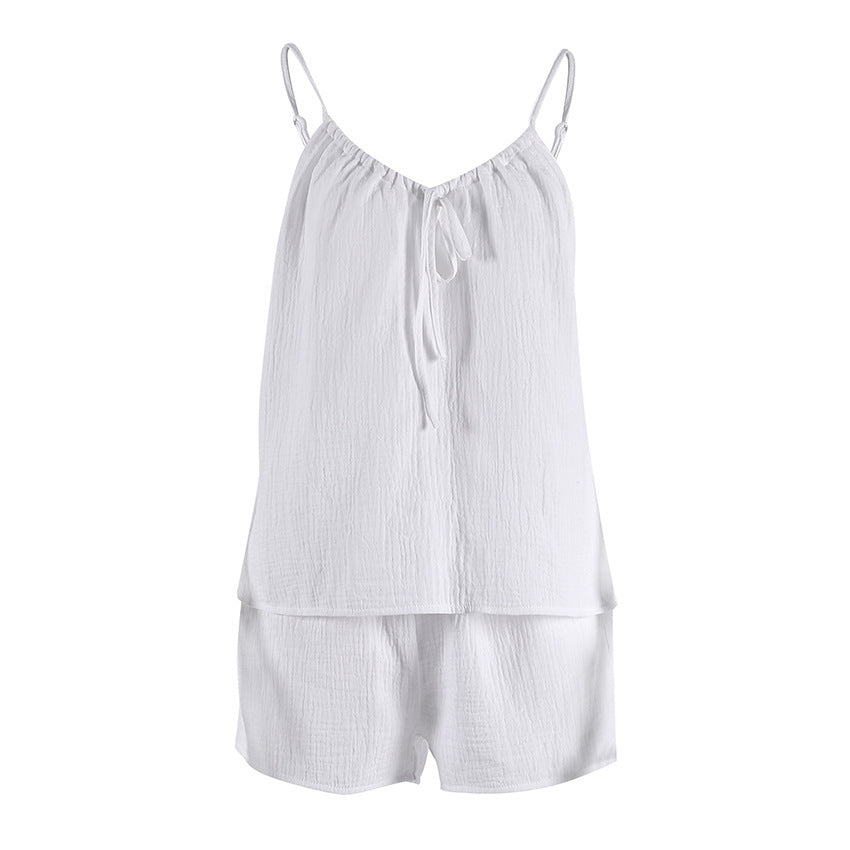 Fashion Pure Cotton Comfortable Suspender Shorts Pajamas Two-piece Set