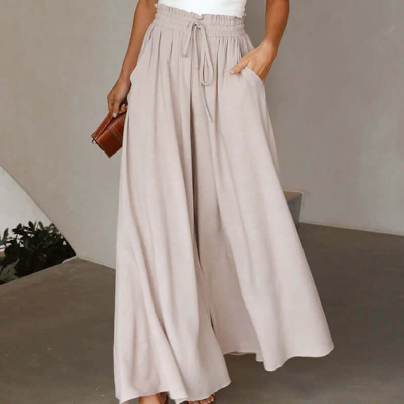 Flowers Printed Wide-leg Trousers Summer Casual Straight Pnats For Women Beach Clothing