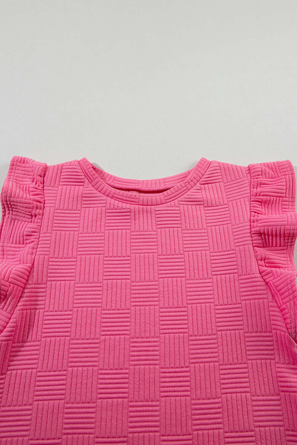 Bonbon Textured Ruffled Sleeve Tee and Drawstring Shorts Set