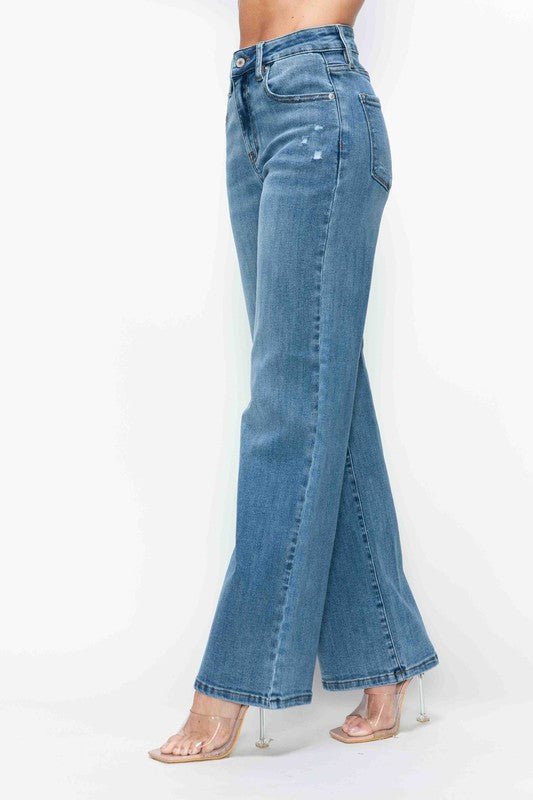 bytos Full Size High Rise Wide Leg Jeans with Pockets - Little Miss Vanilla